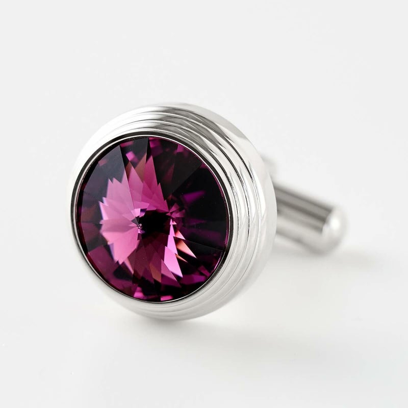 カフスボタン/カフリンクス　クリスタルガラス　アメジスト2