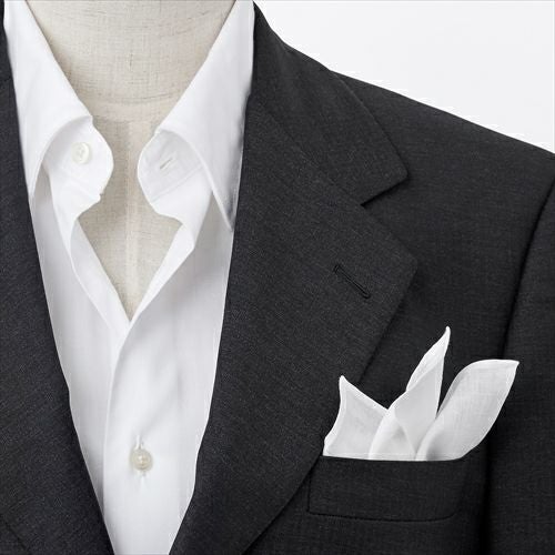 ポケットチーフ】麻リネン100％・アイリッシュリネン・ホワイト・無地