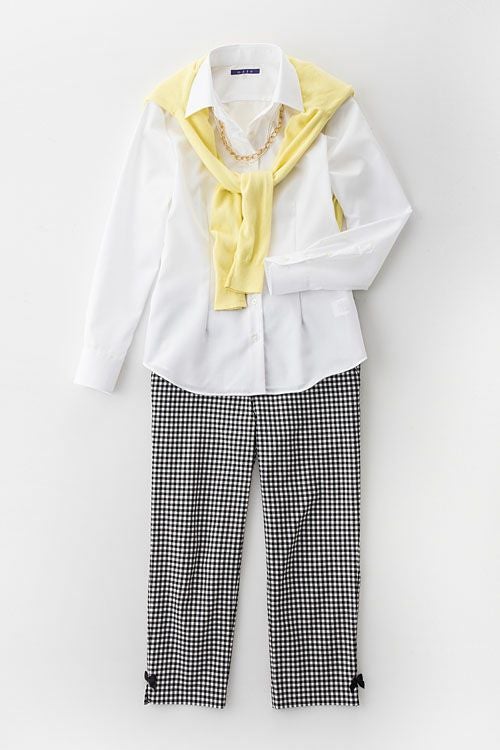 レディースシャツ　6271-1-WHITE-コーディネートイメージ2