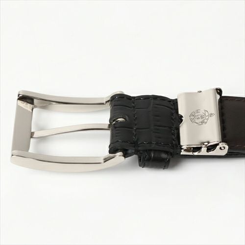 クロコダイル型押しベルトバックル裏 KE21283-19-BLACK