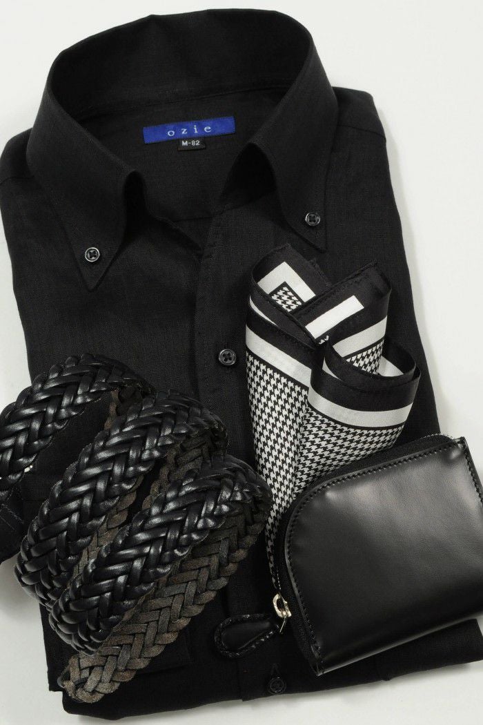 ポケットチーフ　コーディネート　CH-D-012-BLACK