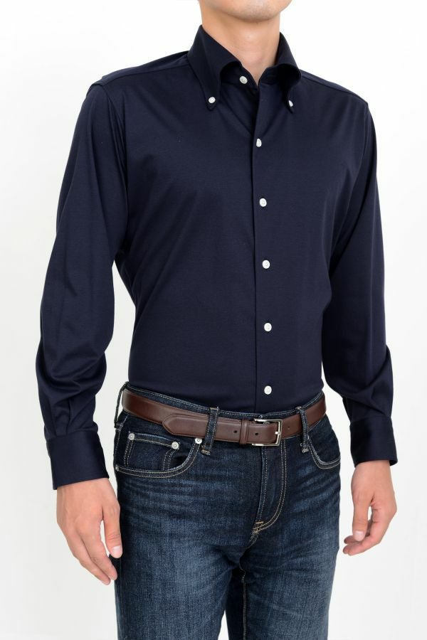 ニットシャツ 8054-G09B-NAVY 正面イン1