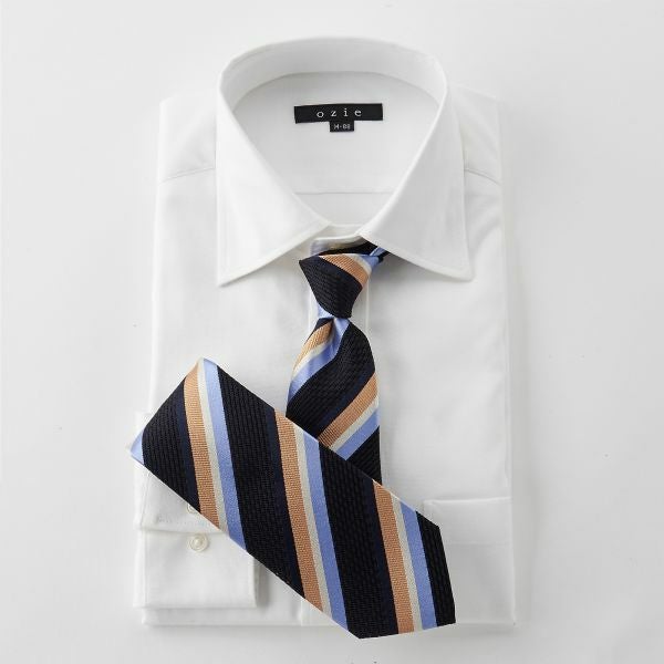 フレスコタイ・ネクタイ  NF-037-NAVYBLUE-コーディネートイメージ1