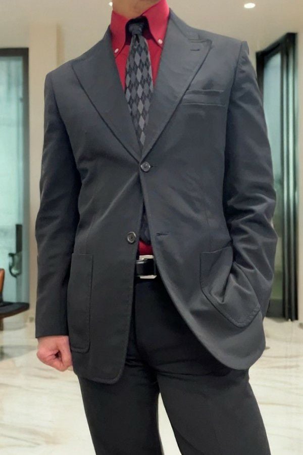 ワイシャツ 形態安定 赤シャツ コーディネート2 8011-D-RED