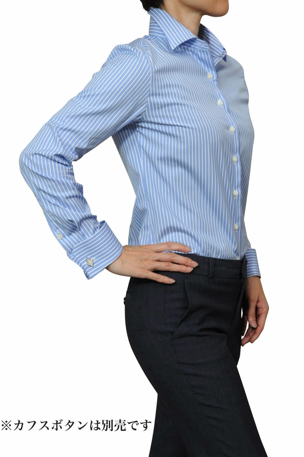 レディースシャツ ブラウス 6066-J06-1-SAX-イン