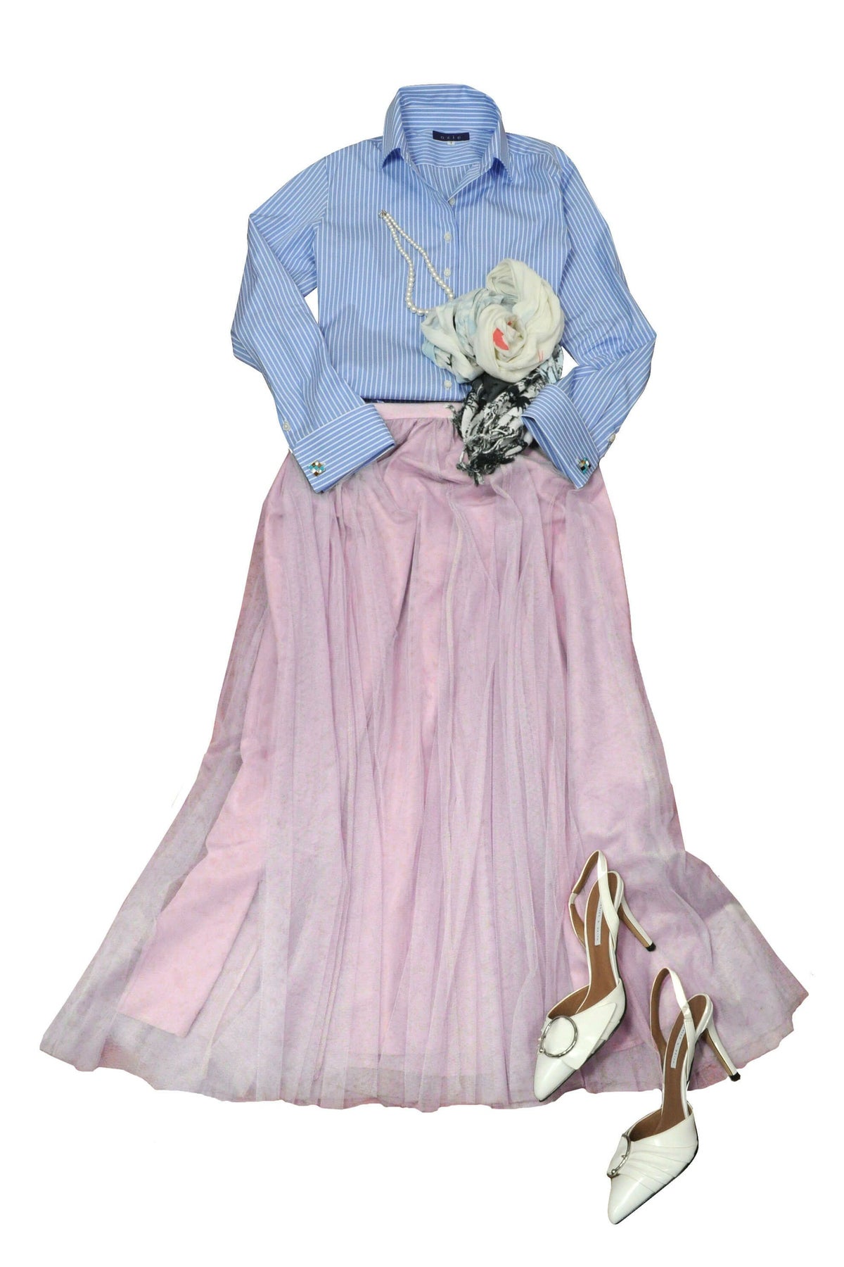 レディースシャツ ブラウス 6066-J06-1-SAX-コーディネート1