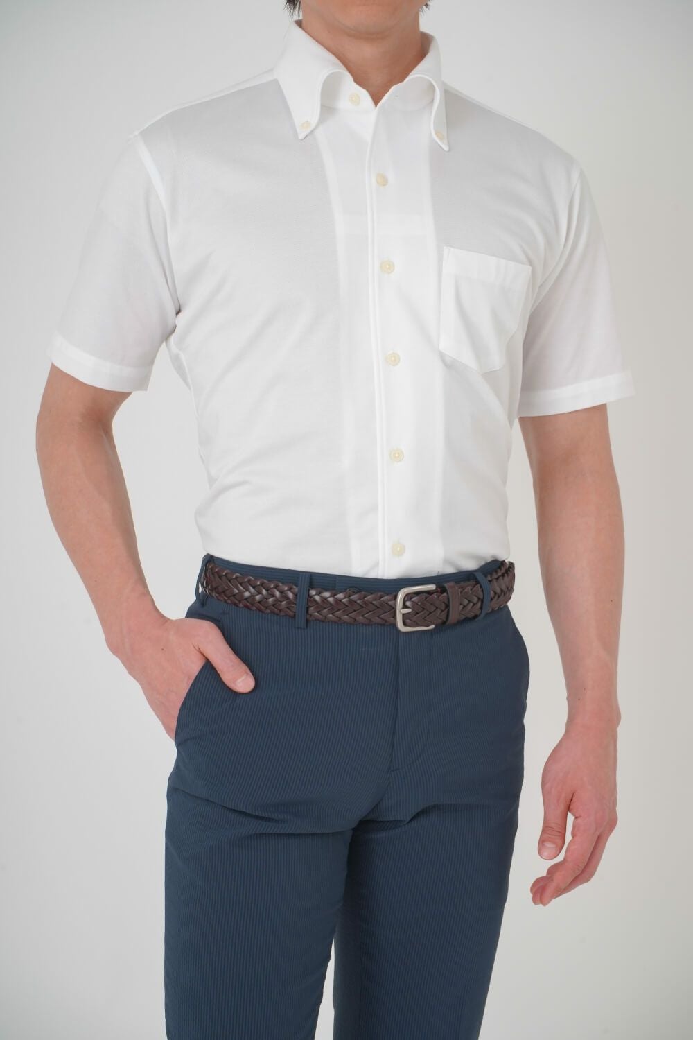 ワイシャツ・ニットシャツ・半袖 8054SS-R04A-WHITE-イン