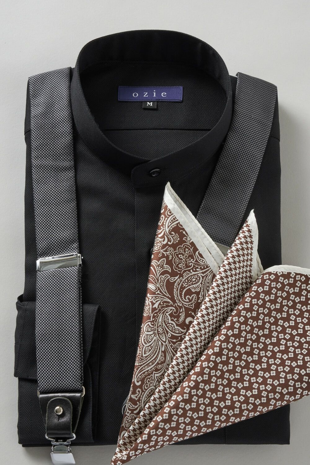 スタンドカラーシャツ 8063-R04C-BLACK-コーディネートイメージ