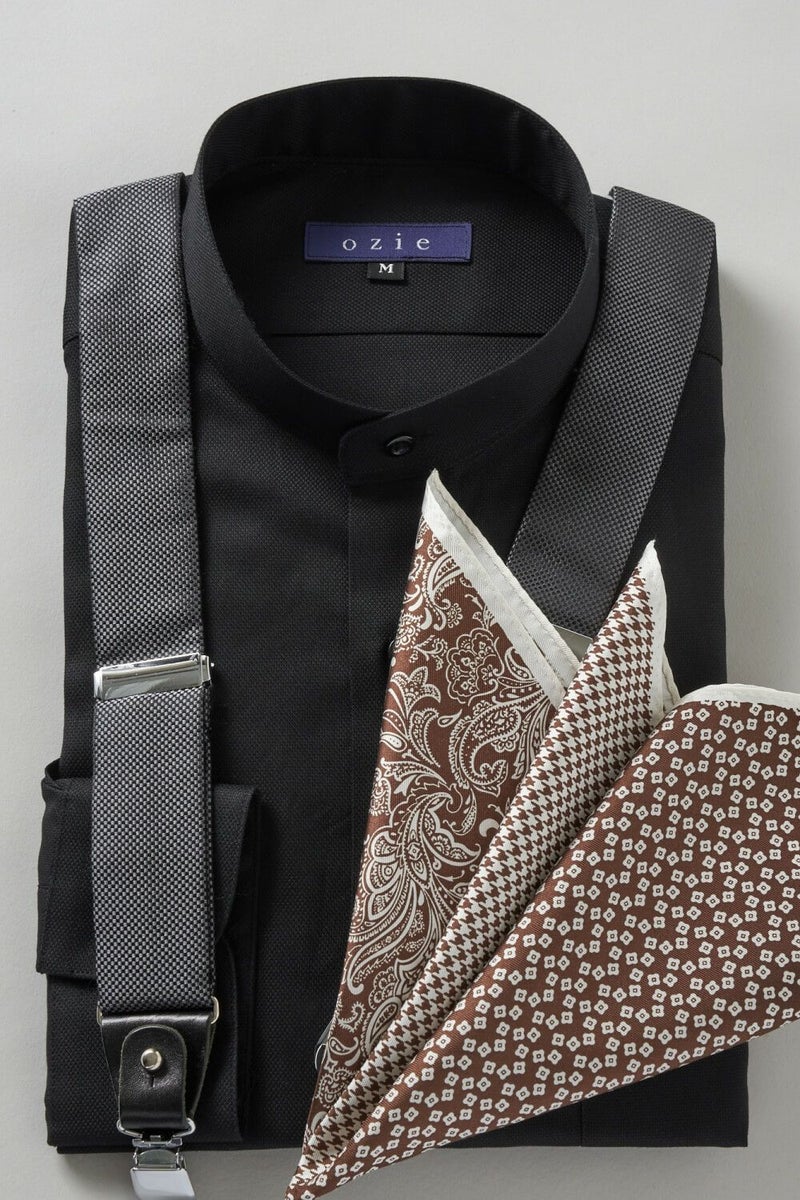 スタンドカラーシャツ 8063-R04C-BLACK-コーディネートイメージ