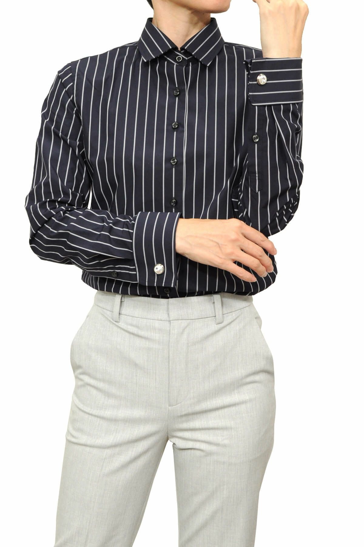 レディースシャツ 6066-L10-NAVY-イン