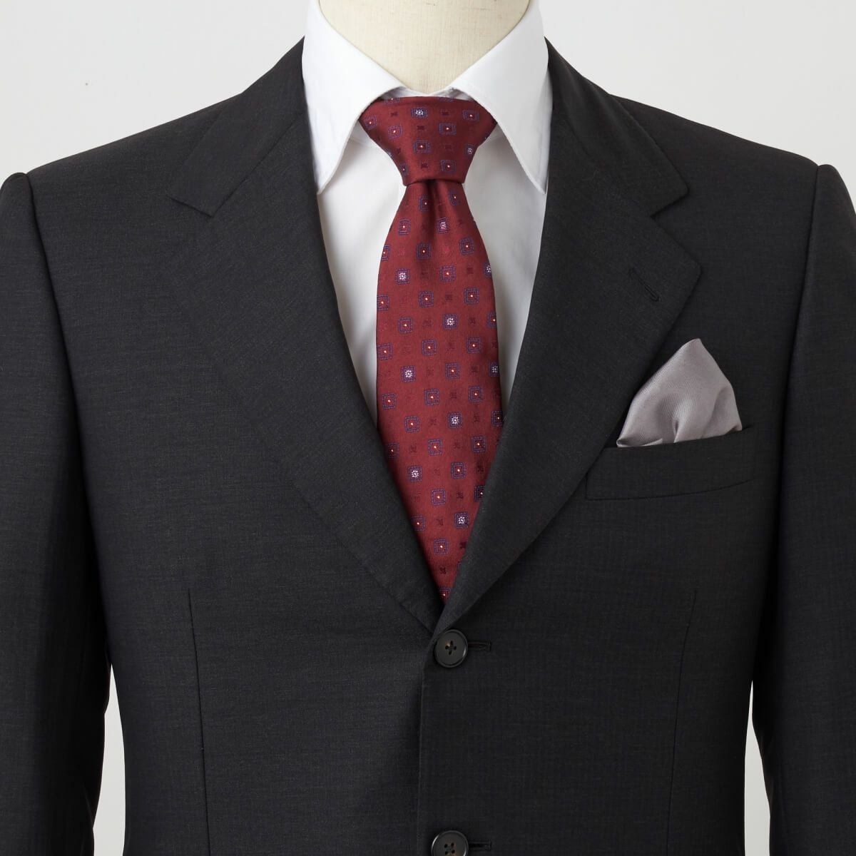 ネクタイ NI-361-WINERED-コーディネート