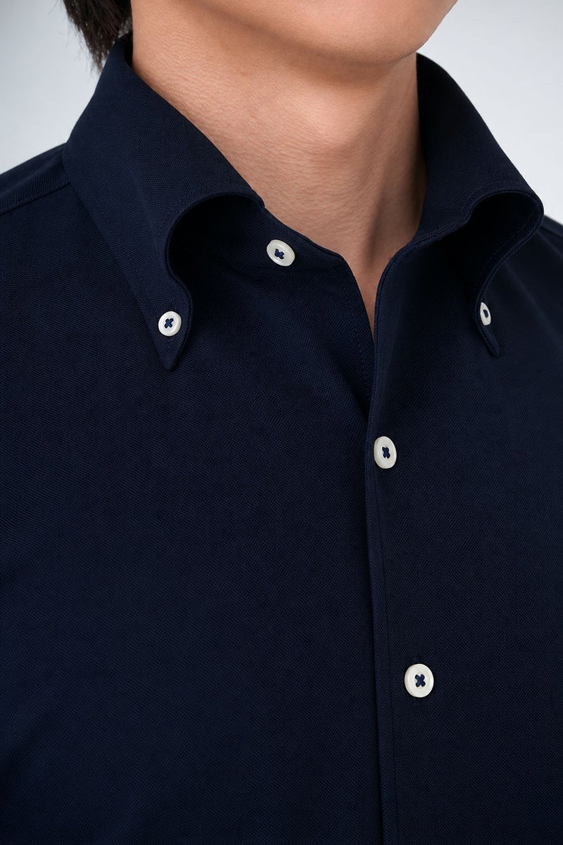 ワイシャツ・ニットシャツ・半袖 8054SS-B04A-NAVY-衿1