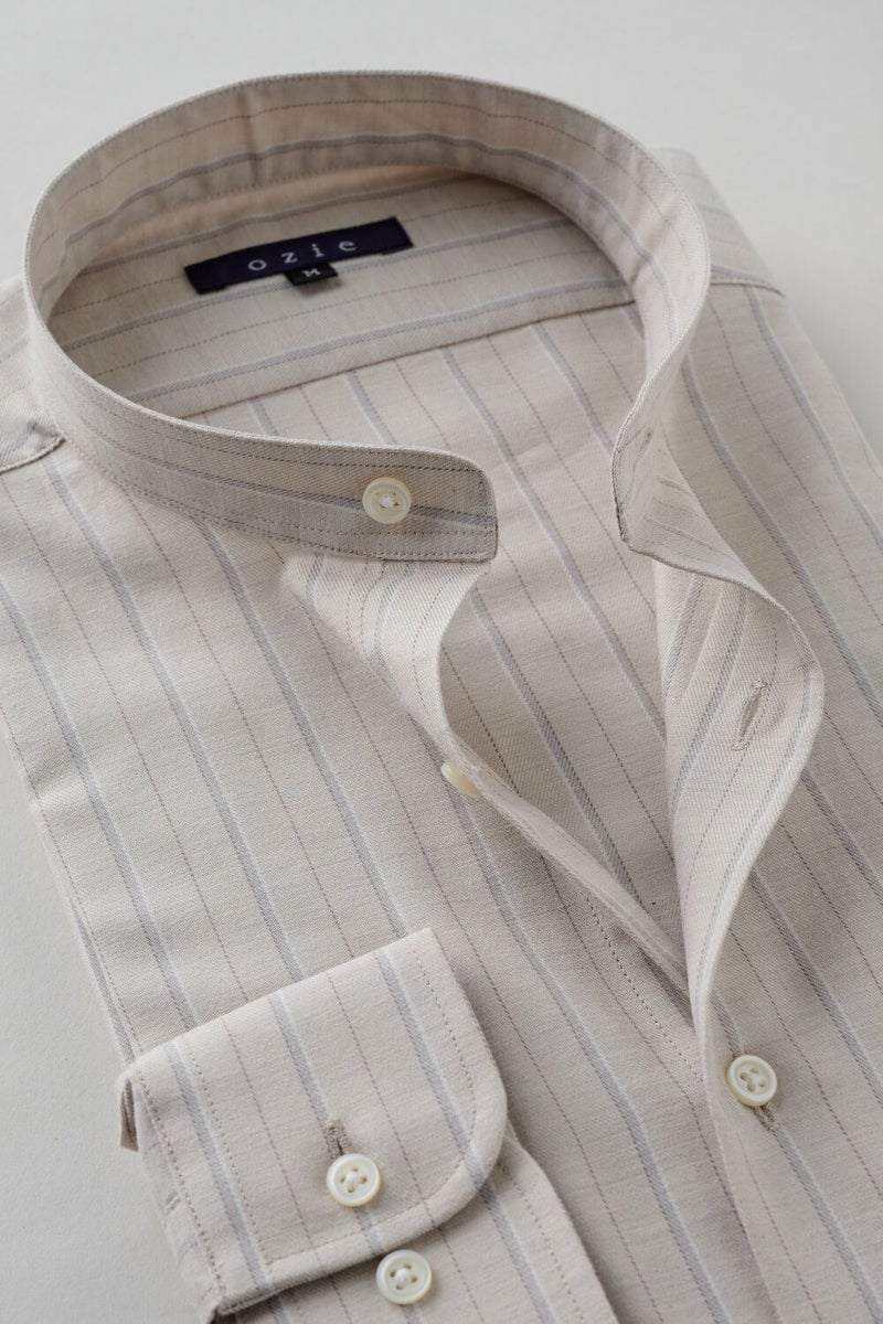 ワイシャツ 8063-B11E-BEIGE-衿2