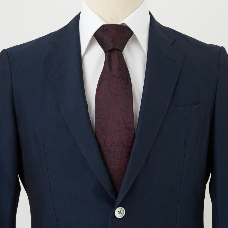 ネクタイ NJ-C01-13-WINERED-コーディネート
