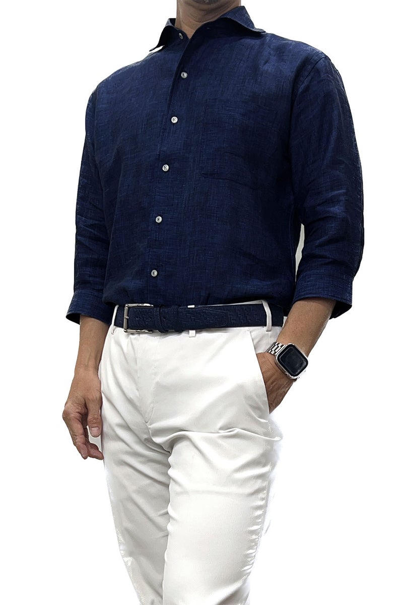 ワイシャツ 8045AHSS-C03B-NAVY-コーディネート2