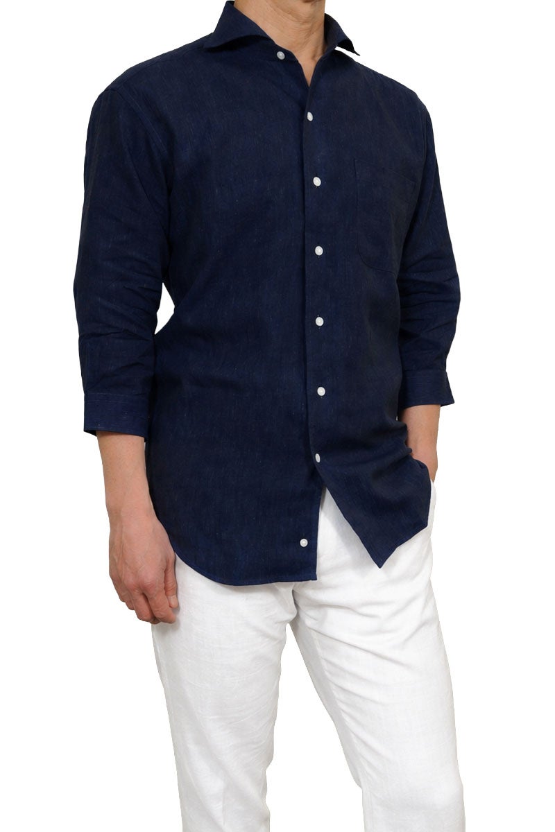 ワイシャツ 8045AHSS-C03B-NAVY-コーディネート3