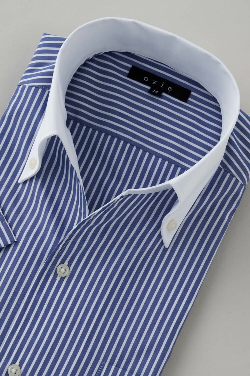 ワイシャツ・カッターシャツ・半袖 8044SSCL-C04A-NVY-衿3