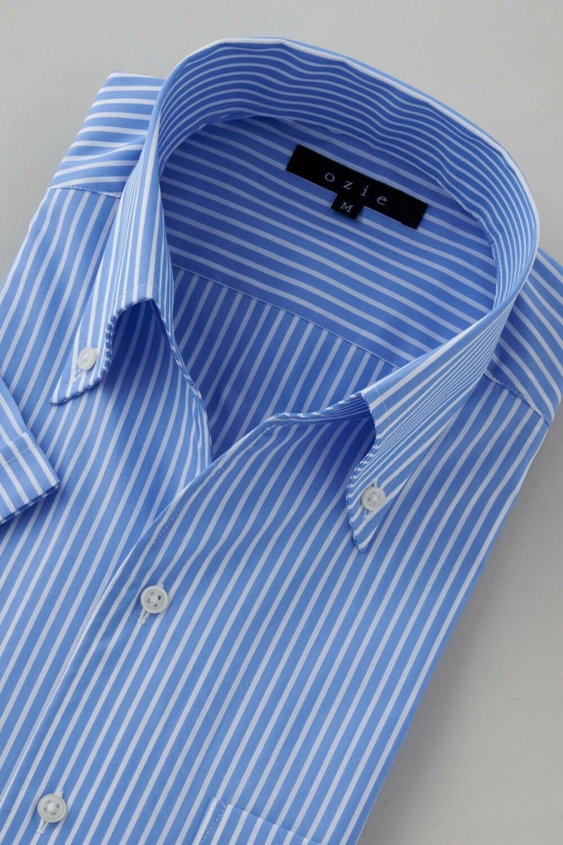 ワイシャツ・カッターシャツ・半袖 8044SS-C04E-BLUE-衿3