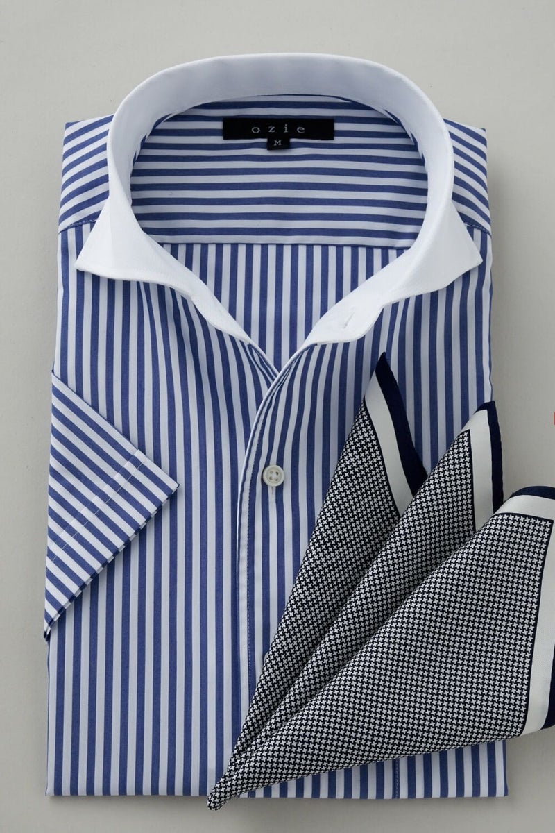 ワイシャツ・カッターシャツ・半袖 8045SSCL-C04A-NAVY-コーディネートイメージ