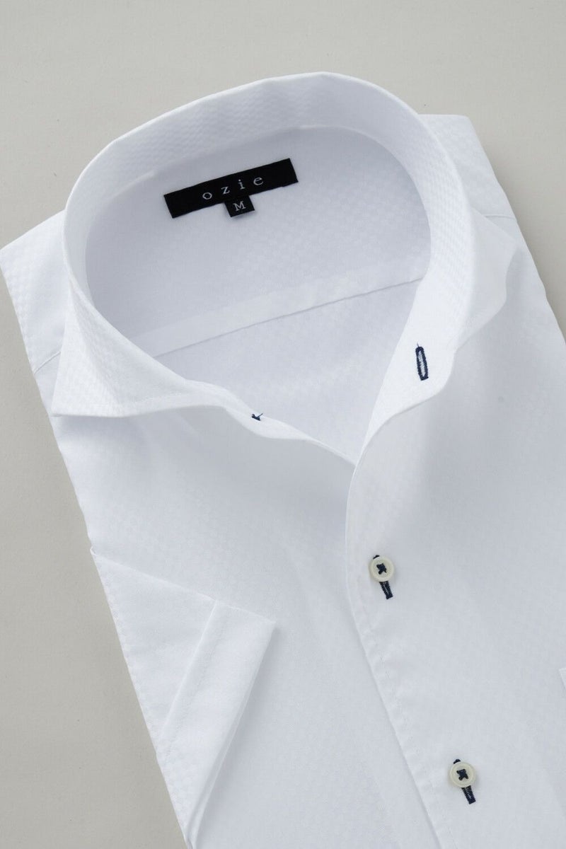 ワイシャツ・カッターシャツ・半袖 8045SS-C04B-WHITE-衿1