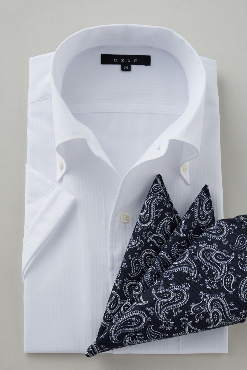 ワイシャツ・カッターシャツ・半袖 8051SS-C04A-WHITE-コーディネートイメージ