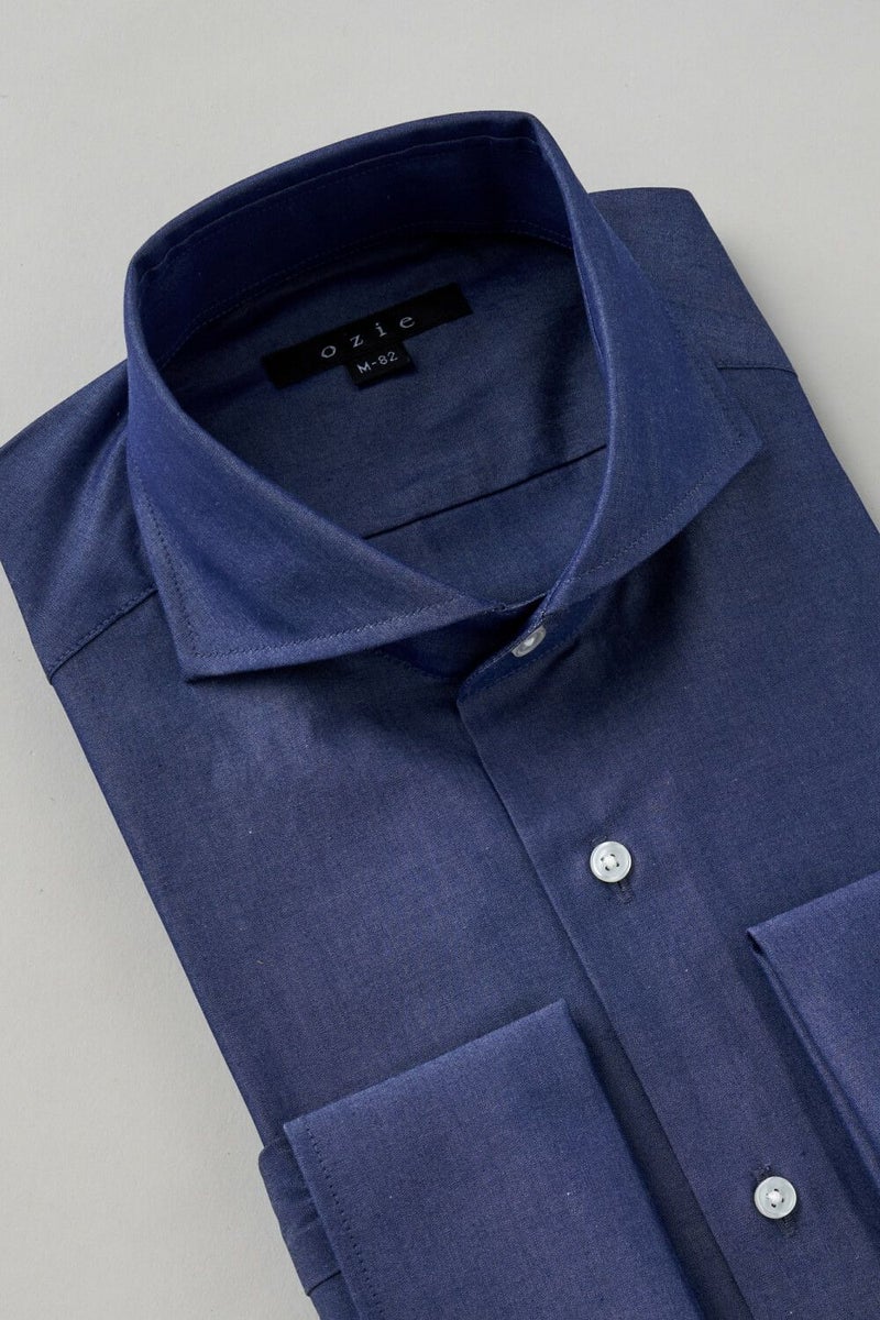 ワイシャツ 8006-C11A-NAVY-衿3