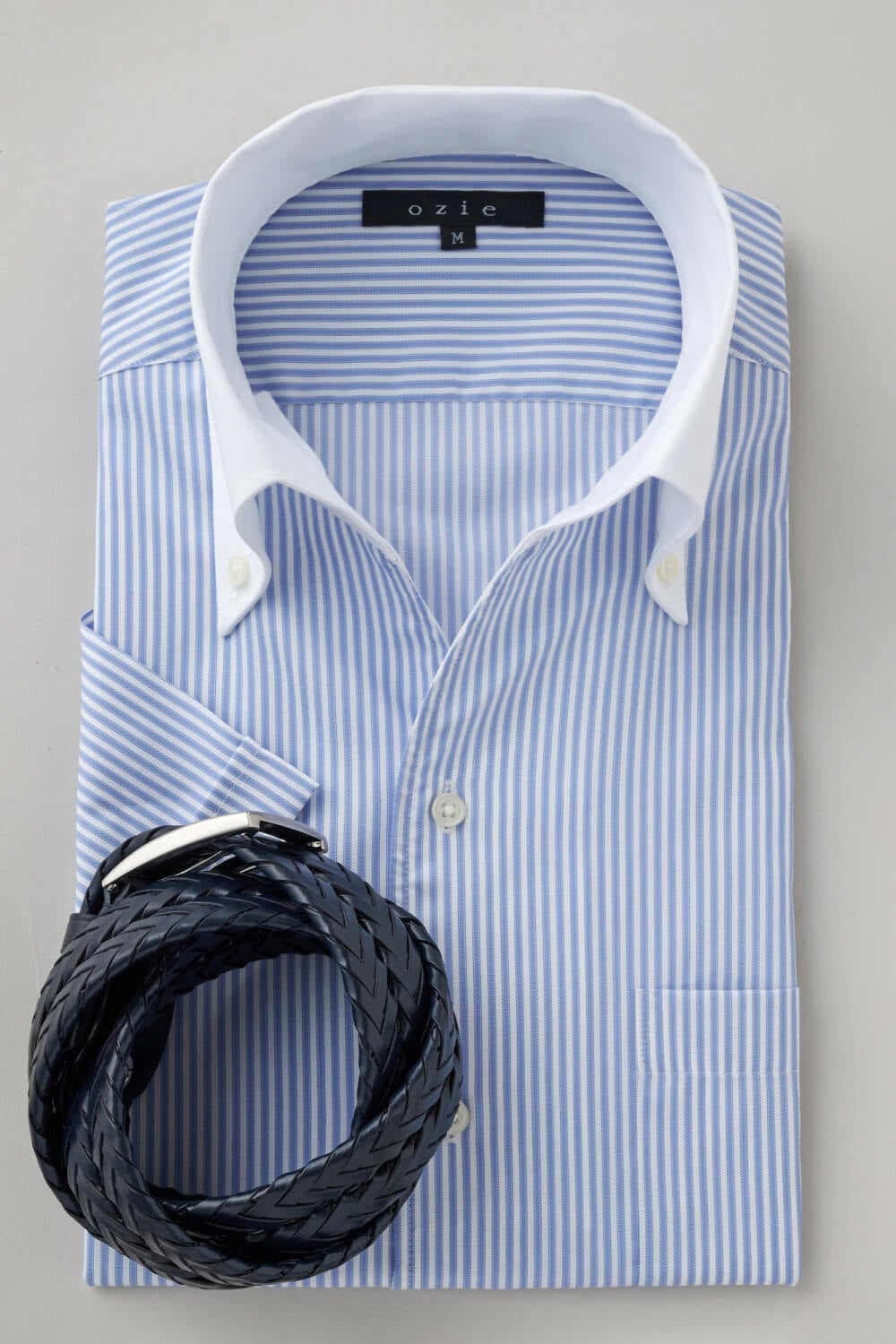 ワイシャツ・カッターシャツ・半袖 8044SSCL-X04A-SAX-コーディネート