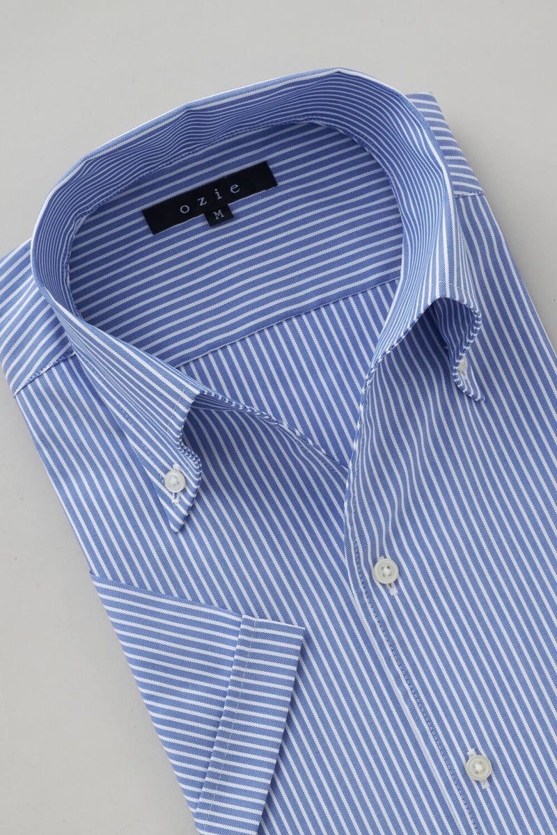 ワイシャツ・カッターシャツ・半袖 8044SS-X04D-BLUE-衿2