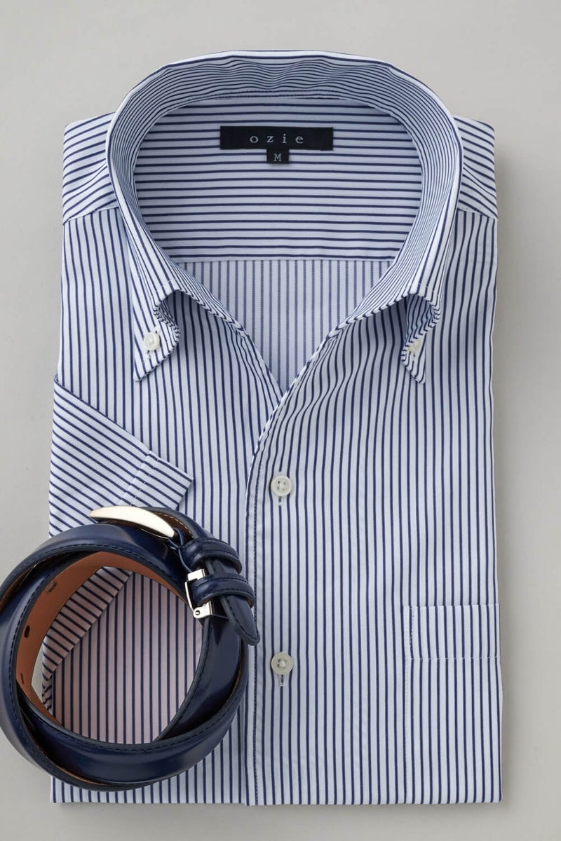 ワイシャツ・カッターシャツ・半袖 8044SS-X04E-NAVY-コーディネート