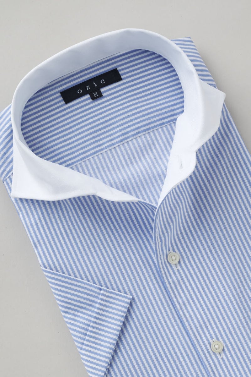 ワイシャツ・カッターシャツ・半袖 8045SSCL-X04A-SAX-衿1