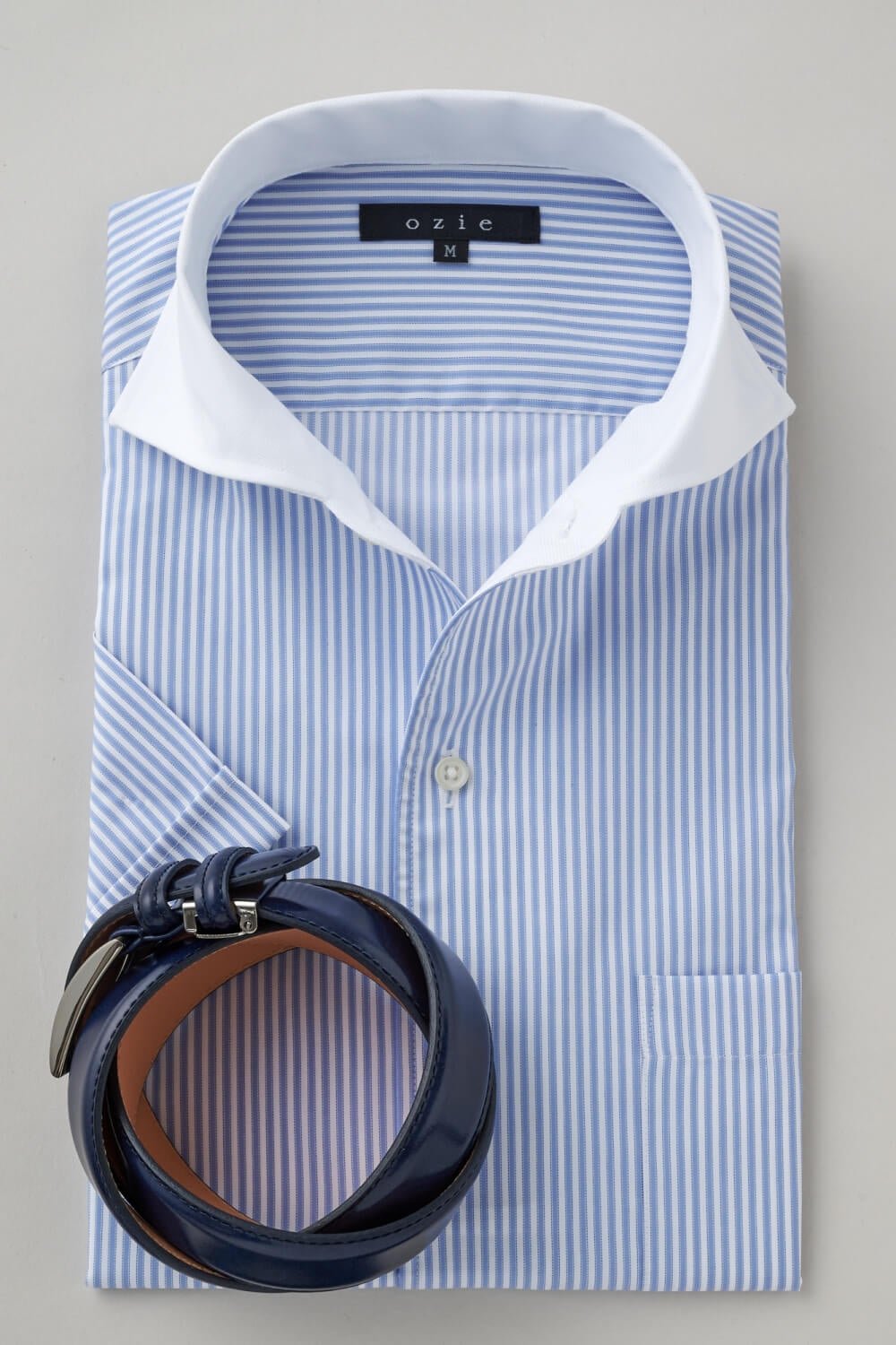 ワイシャツ・カッターシャツ・半袖 8045SSCL-X04A-SAX-コーディネート