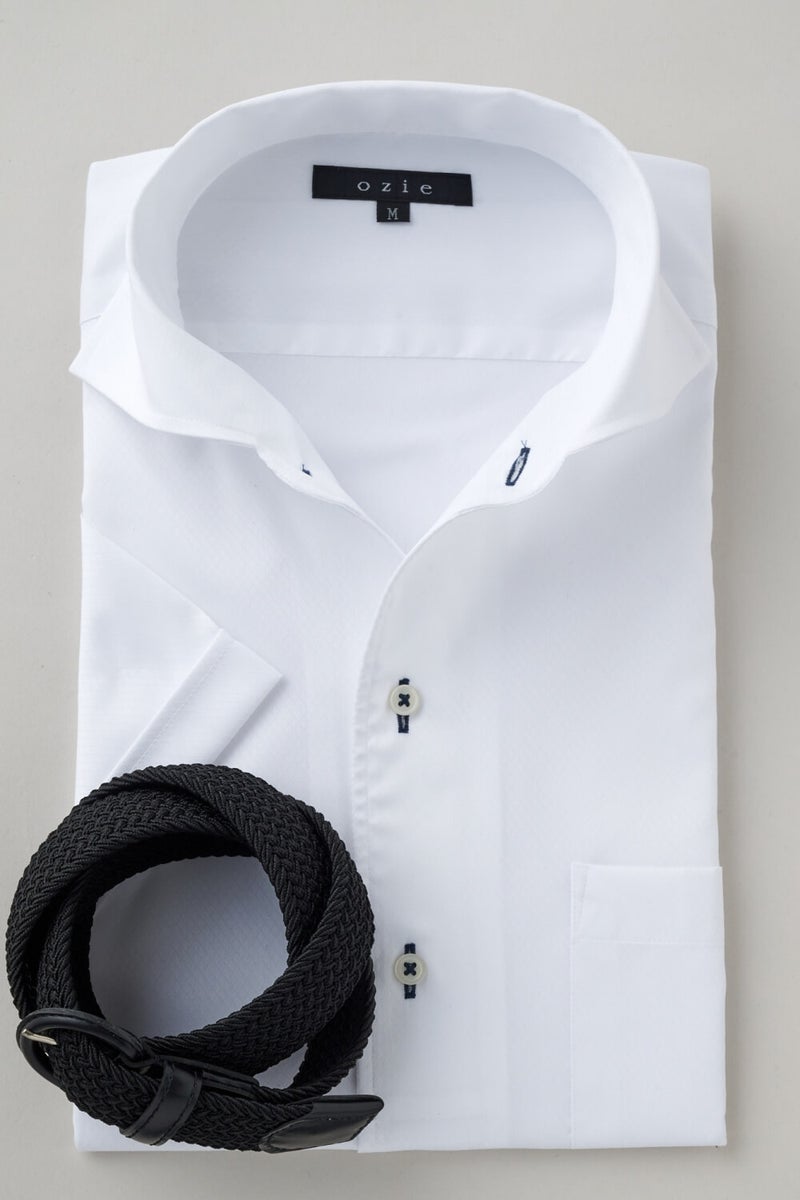 ワイシャツ・カッターシャツ・半袖 8045SS-X04B-WHITE-コーディネートイメージ