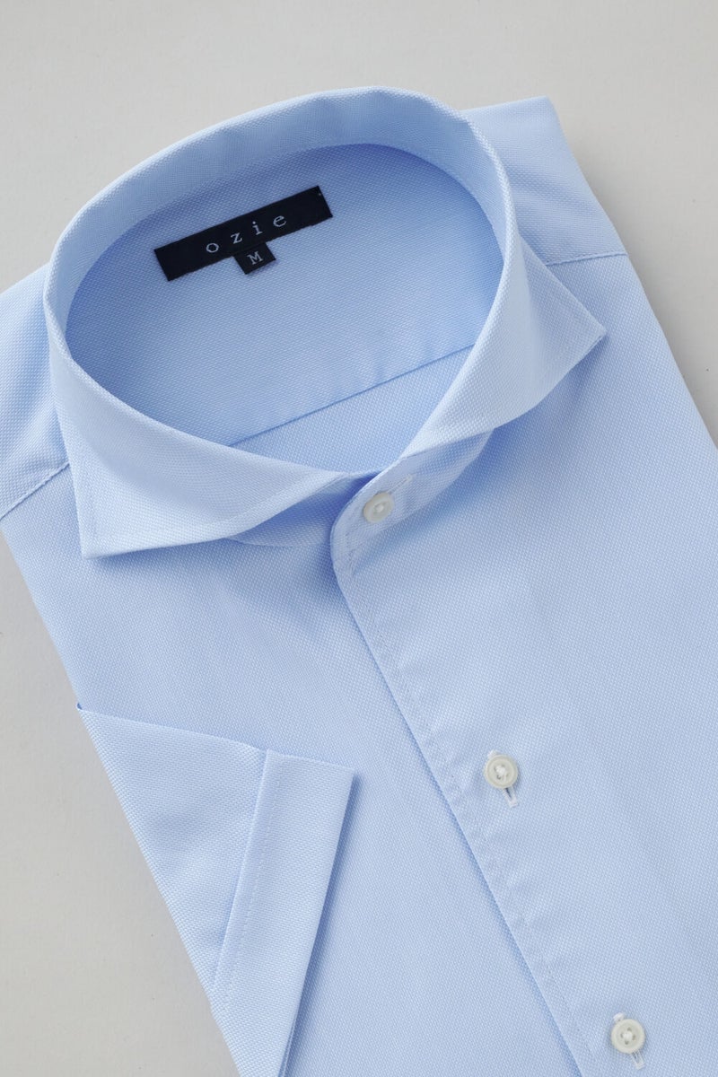 ワイシャツ・カッターシャツ・半袖 8045SS-X04C-SAX-衿３