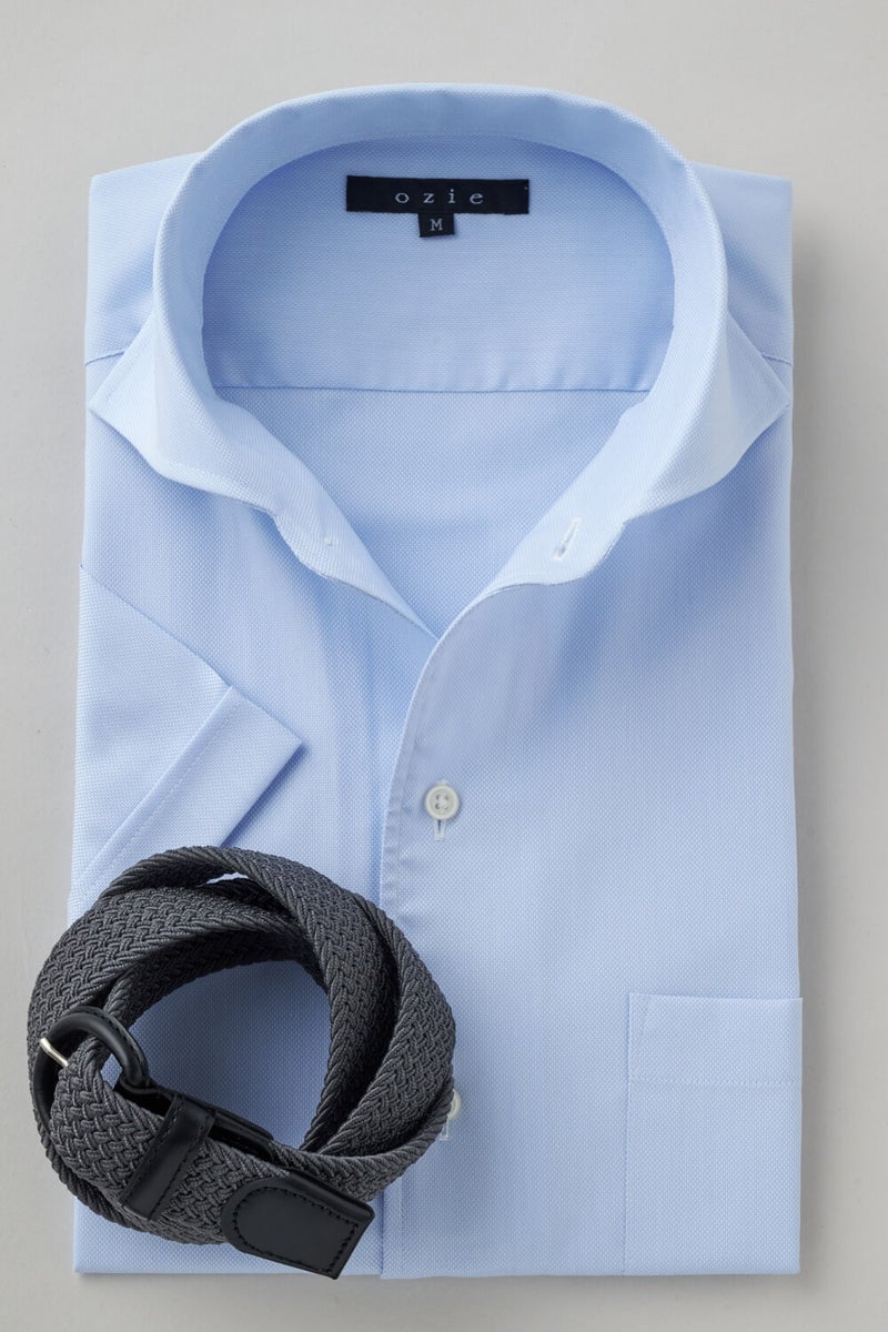 ワイシャツ・カッターシャツ・半袖 8045SS-X04C-SAX-コーディネートイメージ