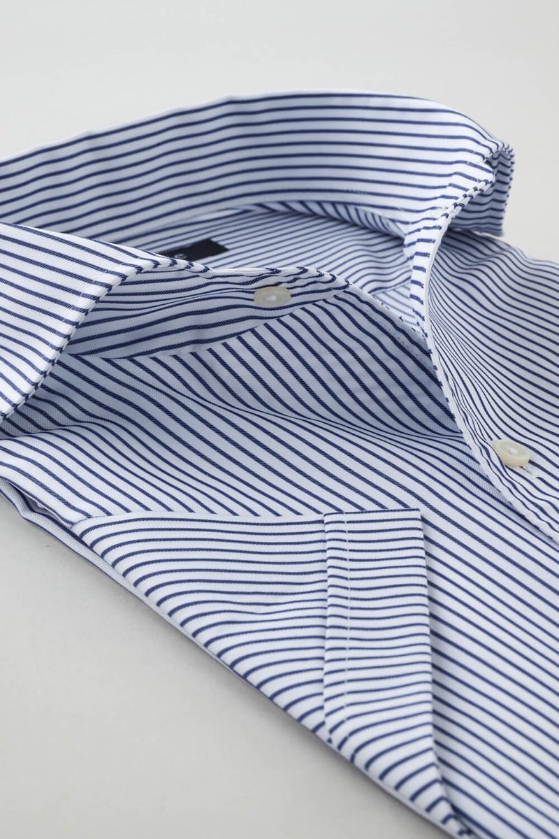 ワイシャツ・カッターシャツ・半袖 8045SS-X04E-NAVY-衿２