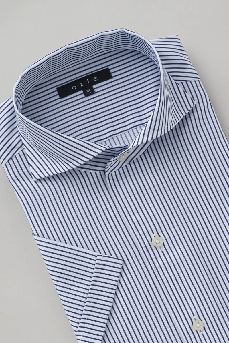 ワイシャツ・カッターシャツ・半袖 8045SS-X04E-NAVY-衿３