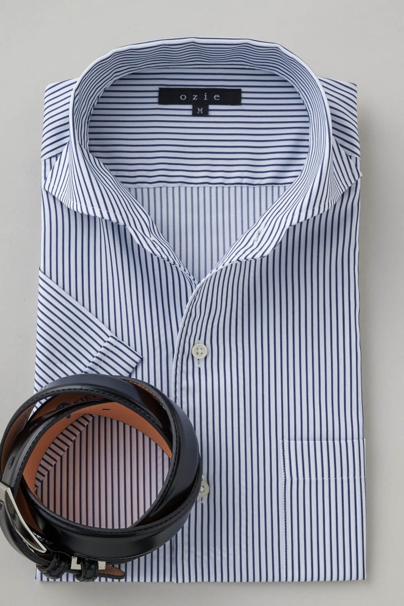 ワイシャツ・カッターシャツ・半袖 8045SS-X04E-NAVY-コーディネートイメージ