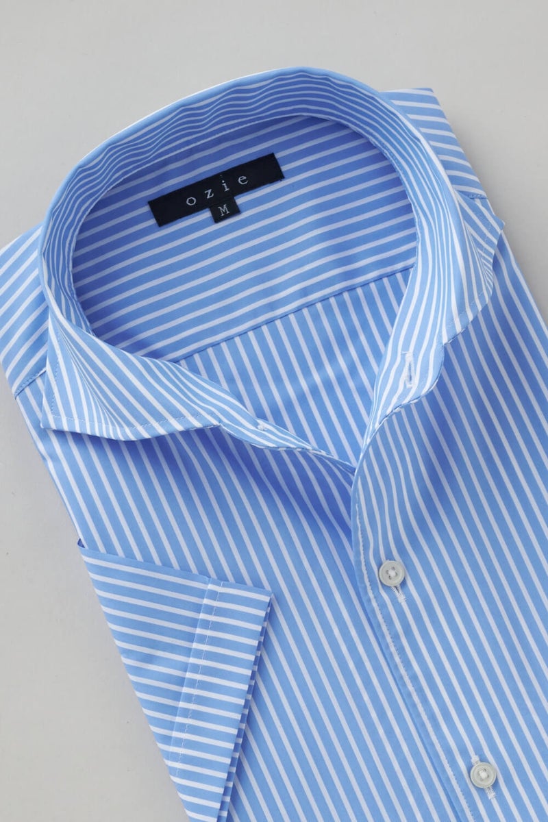 ワイシャツ・カッターシャツ・半袖 8045SS-X04F-BLUE-衿1