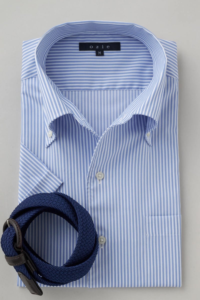 ワイシャツ・カッターシャツ・半袖 8051SS-X04E-SAX-コーディネート