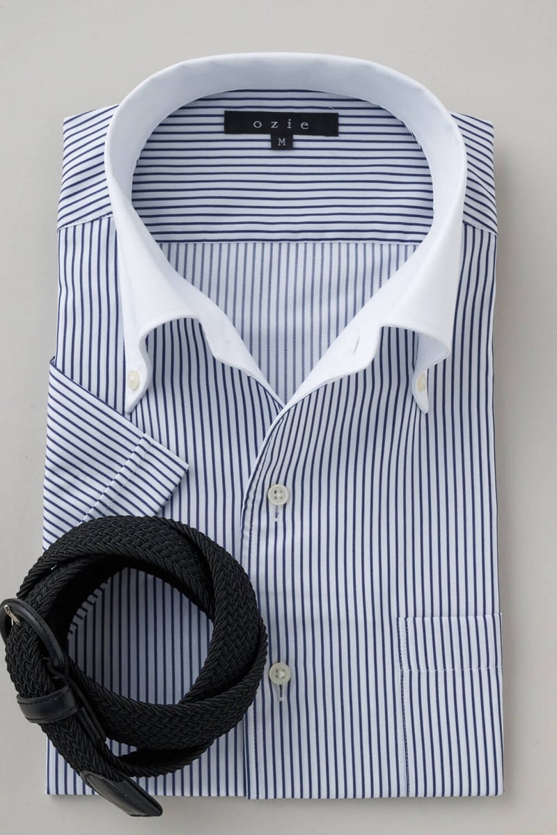 ワイシャツ・カッターシャツ・半袖 8051SSCL-X04A-NVY-コーディネート